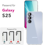 NALIA Transparente Hülle für Samsung Galaxy S25 – Anti-Gelb & Stoßfest – BLYSS (Rückseite in Glas-Optik) – Marke aus Berlin