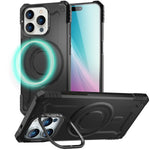 NALIA Magnetische Panzerhülle für iPhone 16 Pro – MagSafe kompatibel & Kamera-Stand – GRANITE (Outdoor Schutzhülle Stoßfest) – Marke aus Berlin