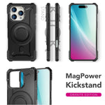 NALIA Magnetische Panzerhülle für iPhone 16 Pro – MagSafe kompatibel & Kamera-Stand – GRANITE (Outdoor Schutzhülle Stoßfest) – Marke aus Berlin
