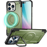 NALIA Magnetische Panzerhülle für iPhone 16 Pro – MagSafe kompatibel & Kamera-Stand – GRANITE (Outdoor Schutzhülle Stoßfest) – Marke aus Berlin