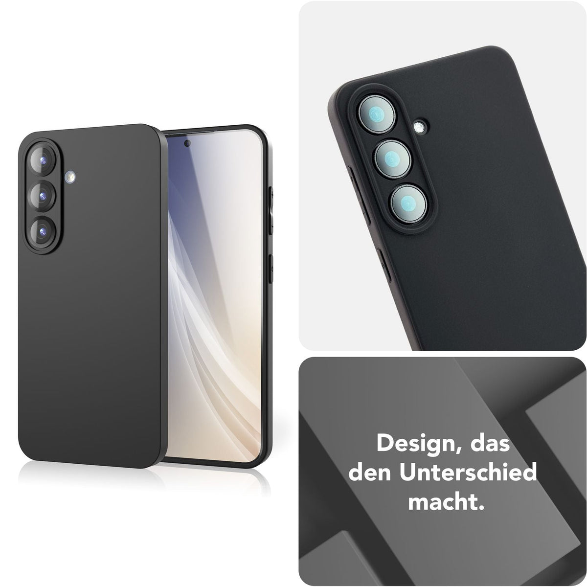 NALIA Matte Silikonhülle für Samsung Galaxy S25 – Slim, Schwarz & Rutschfest – STRIDER (Soft Case, Kameraschutz & Stoßfest) – Marke aus Berlin