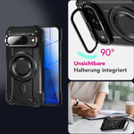 NALIA Magnetische Panzerhülle für Google Pixel 9 – MagSafe kompatibel & Kamera-Stand – GRANITE (Outdoor Schutzhülle Stoßfest) – Marke aus Berlin