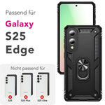 NALIA Panzerhülle für Samsung Galaxy S25 Edge – Ring-Ständer 360° & Magnet-Halterung Kompatibel – RINGDEFEND (Stoßfestes Outdoor Case) – Marke aus Berlin