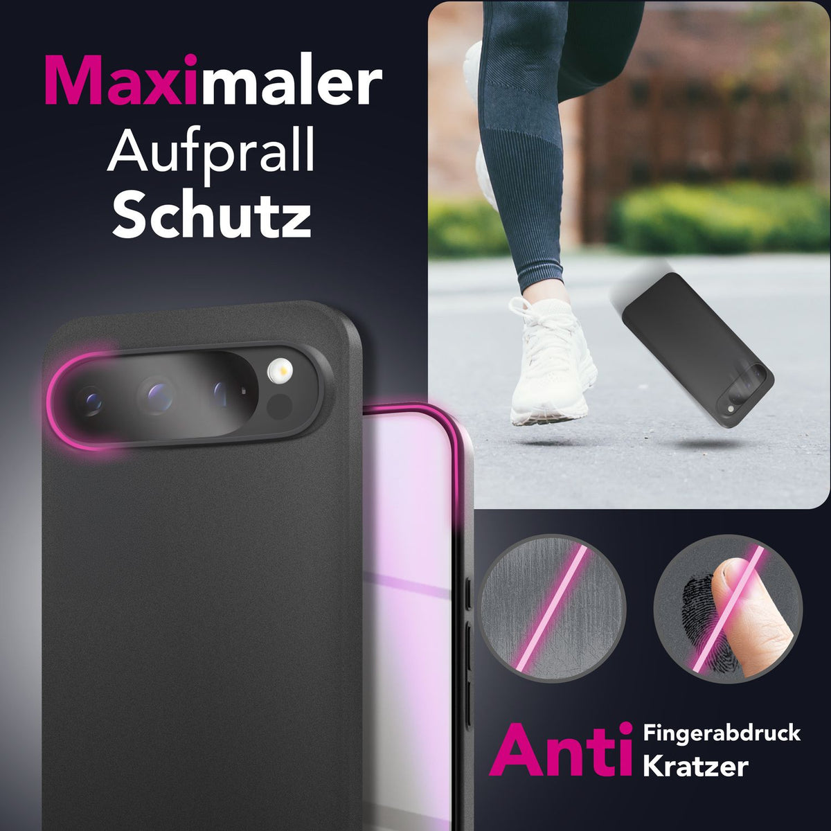 NALIA Ultra Slim Hardcase für Google Pixel 9 Pro XL – Matt & 0.3mm Dünn – PHANTOM (Dünnes Cover & Kamera-Vollschutz) – Marke aus Berlin