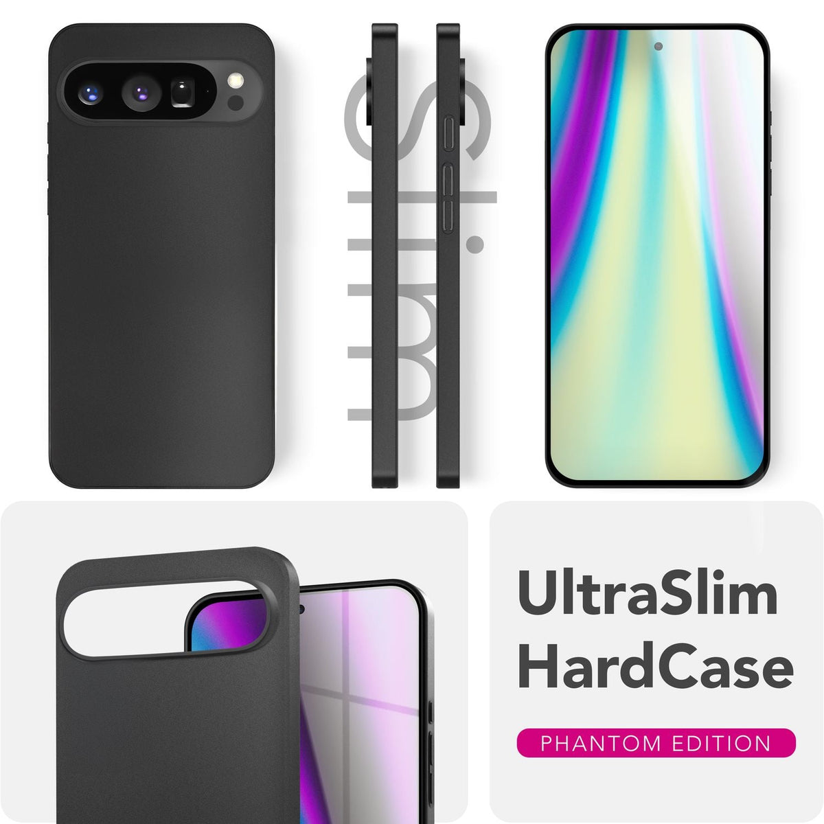 NALIA Ultra Slim Hardcase für Google Pixel 9 Pro XL – Matt & 0.3mm Dünn – PHANTOM (Dünnes Cover & Kamera-Vollschutz) – Marke aus Berlin