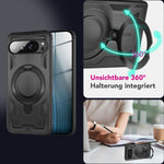 NALIA Magnetische Panzerhülle für Google Pixel 9 Pro – Ring-Halterung 360° & MagSafe kompatibel – STORMGUARD (Outdoor Case) – Marke aus Berlin