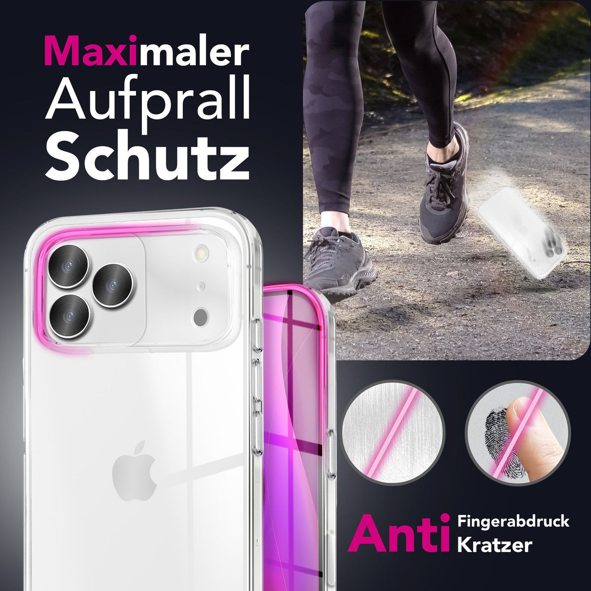NALIA Transparente Silikonhülle für iPhone 18 Pro Max / 17 Pro Max – Anti-Gelb & Rutschfest – GLAZE (Handyhülle Kristallklar, Schlank & Stoßfest) – Marke aus Berlin