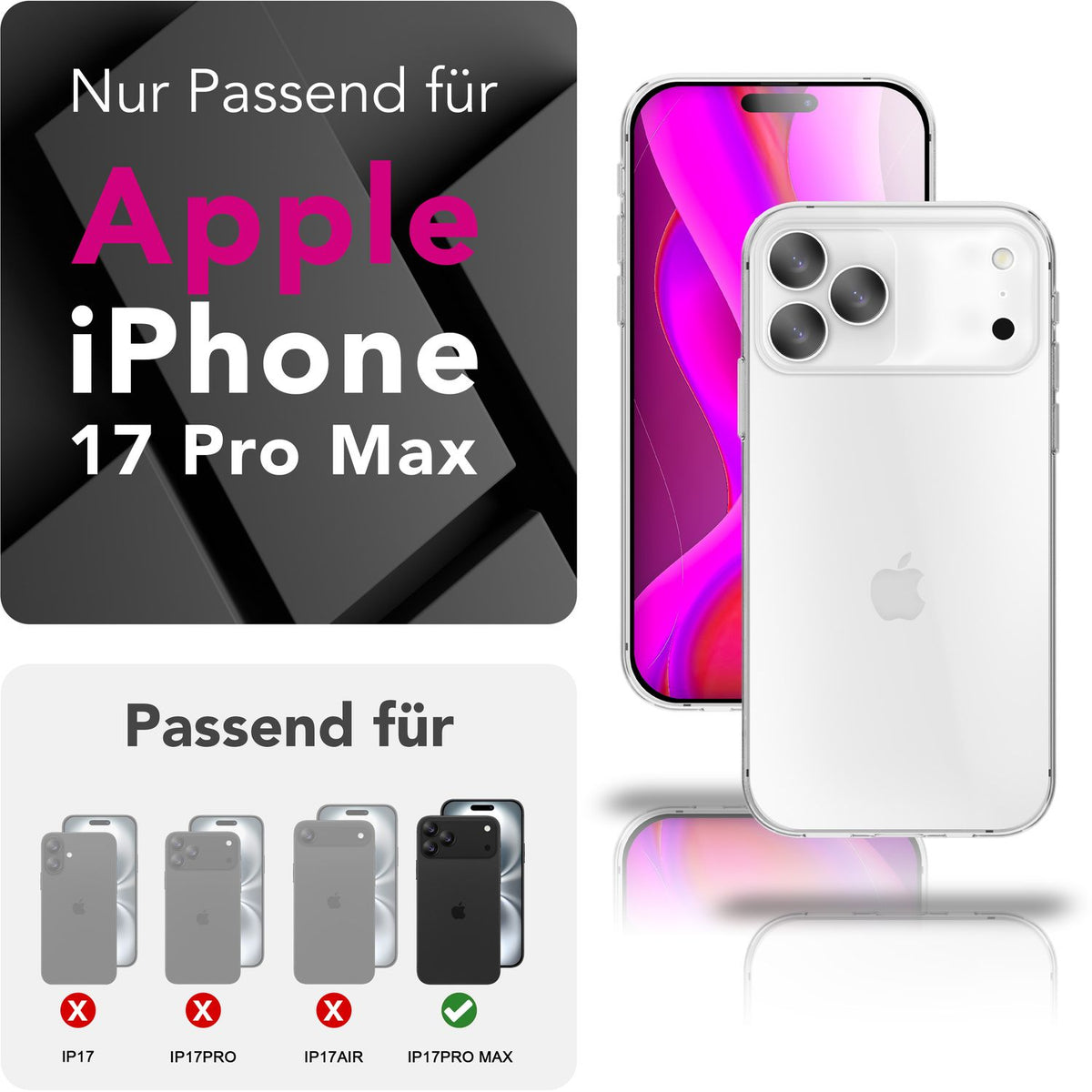 NALIA Transparente Silikonhülle für iPhone 18 Pro Max / 17 Pro Max – Anti-Gelb & Rutschfest – GLAZE (Handyhülle Kristallklar, Schlank & Stoßfest) – Marke aus Berlin