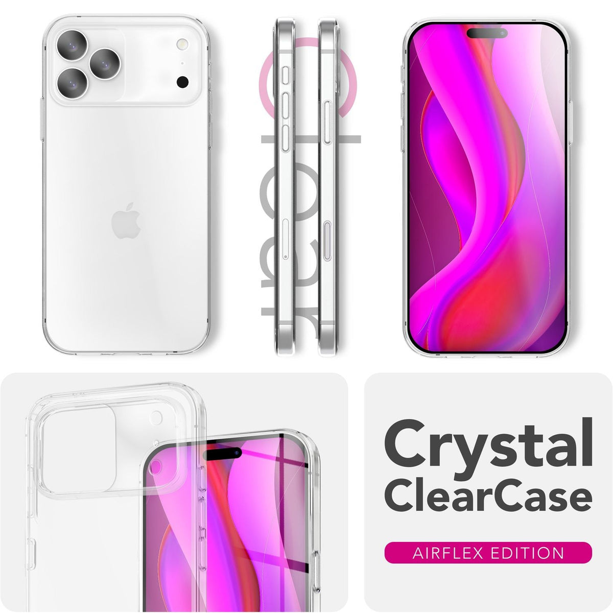 NALIA Transparente Silikonhülle für iPhone 18 Pro Max / 17 Pro Max – Anti-Gelb & Rutschfest – GLAZE (Handyhülle Kristallklar, Schlank & Stoßfest) – Marke aus Berlin