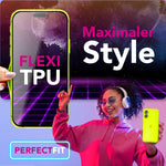 NALIA Neon Silikonhülle für iPhone 17 – Knallige Signal-Farbe & Linsenschutz – VIBE (Transparentes Case) – Marke aus Berlin