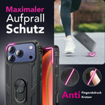 NALIA Panzerhülle für iPhone 18 Pro / 17 Pro – Ring-Ständer 360° & Magnet-Halterung Kompatibel – RINGDEFEND (Stoßfestes Outdoor Case) – Marke aus Berlin
