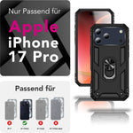 NALIA Panzerhülle für iPhone 18 Pro / 17 Pro – Ring-Ständer 360° & Magnet-Halterung Kompatibel – RINGDEFEND (Stoßfestes Outdoor Case) – Marke aus Berlin