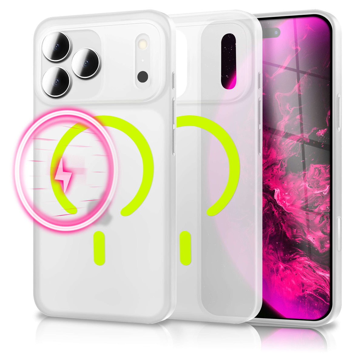 NALIA Ultra Slim Hardcase für iPhone 18 Pro Max / 17 Pro Max – MagSafe Kompatibel & Nachleuchtender Ring – THINIX GLOW (Matt-Transparent & 0,3mm Dünn) – Marke aus Berlin Namma Markt
