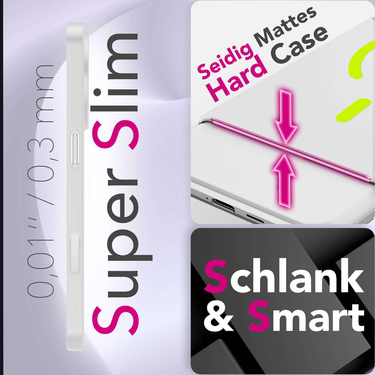 NALIA Ultra Slim Hardcase für iPhone 18 Pro Max / 17 Pro Max – MagSafe Kompatibel & Nachleuchtender Ring – THINIX GLOW (Matt-Transparent & 0,3mm Dünn) – Marke aus Berlin Namma Markt