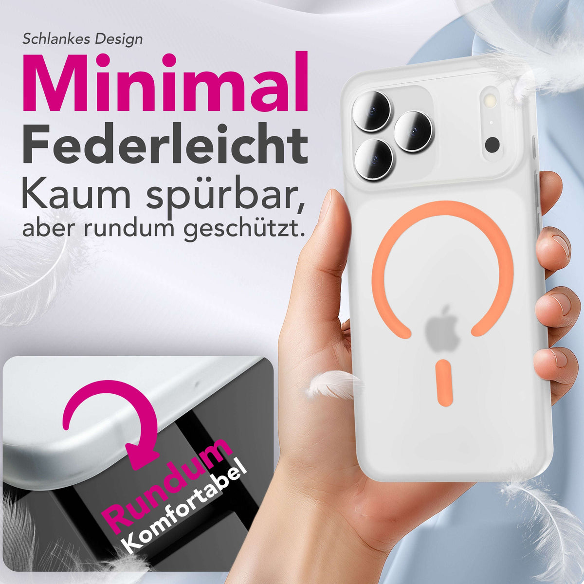 NALIA Ultra Slim Hardcase für iPhone 18 Pro Max / 17 Pro Max – MagSafe Kompatibel & Nachleuchtender Ring – THINIX GLOW (Matt-Transparent & 0,3mm Dünn) – Marke aus Berlin Namma Markt