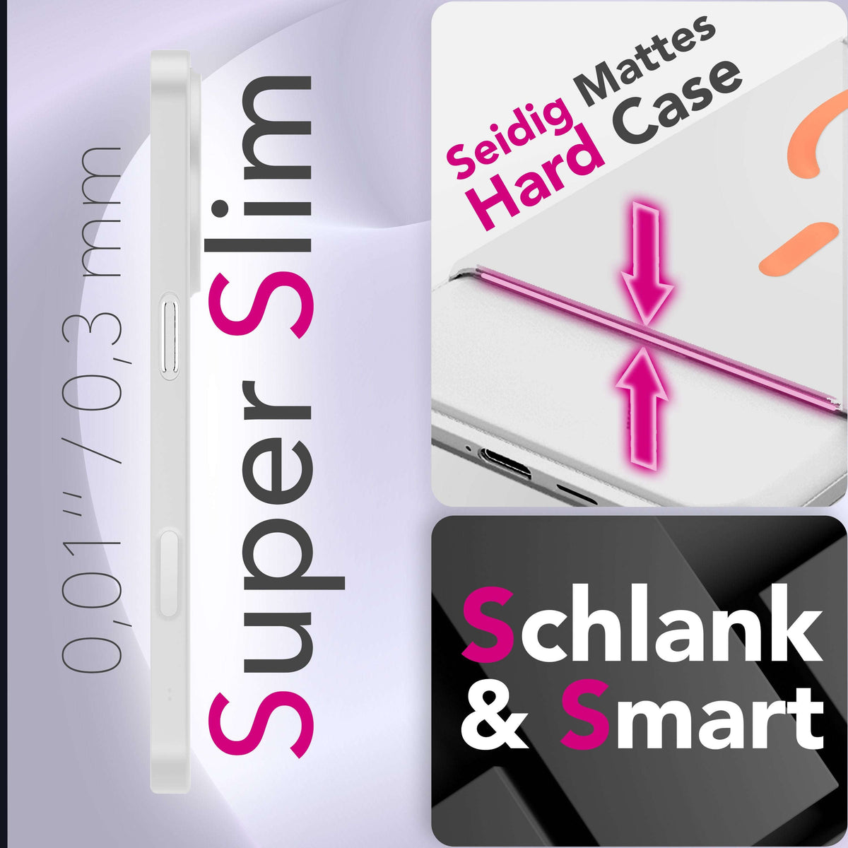 NALIA Ultra Slim Hardcase für iPhone 18 Pro Max / 17 Pro Max – MagSafe Kompatibel & Nachleuchtender Ring – THINIX GLOW (Matt-Transparent & 0,3mm Dünn) – Marke aus Berlin Namma Markt