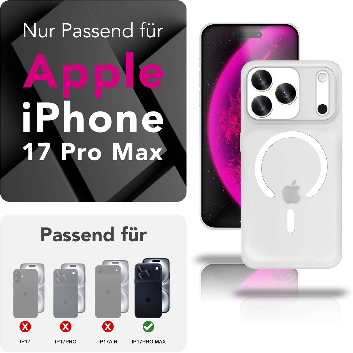 NALIA Ultra Slim Hardcase für iPhone 18 Pro Max / 17 Pro Max – MagSafe Kompatibel & Nachleuchtender Ring – THINIX GLOW (Matt-Transparent & 0,3mm Dünn) – Marke aus Berlin Namma Markt