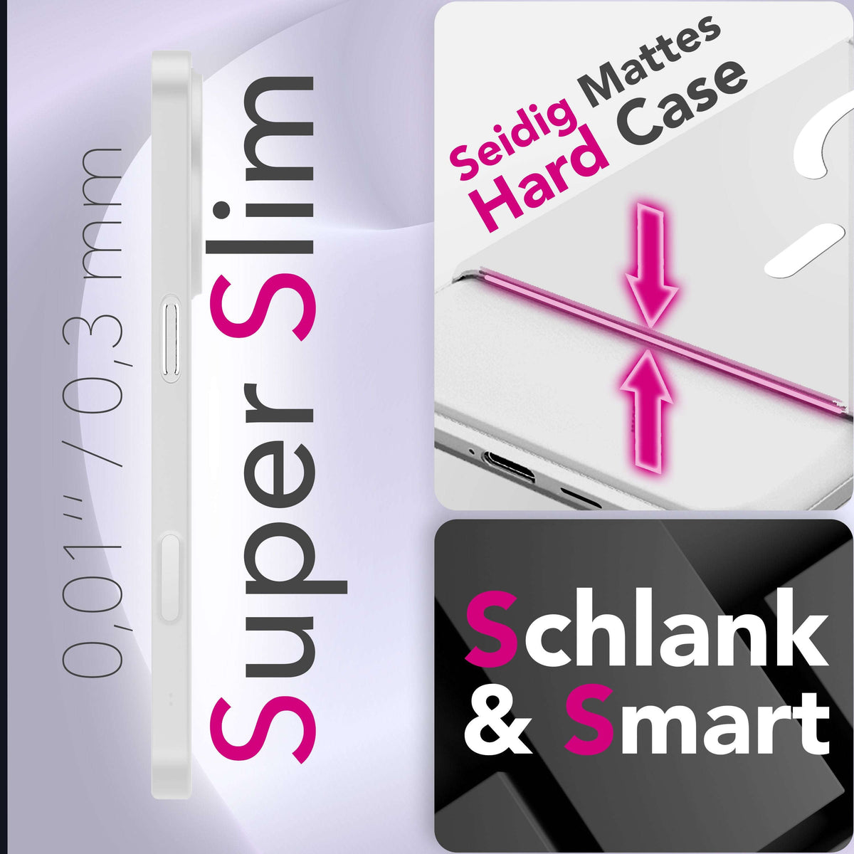 NALIA Ultra Slim Hardcase für iPhone 18 Pro Max / 17 Pro Max – MagSafe Kompatibel & Nachleuchtender Ring – THINIX GLOW (Matt-Transparent & 0,3mm Dünn) – Marke aus Berlin Namma Markt