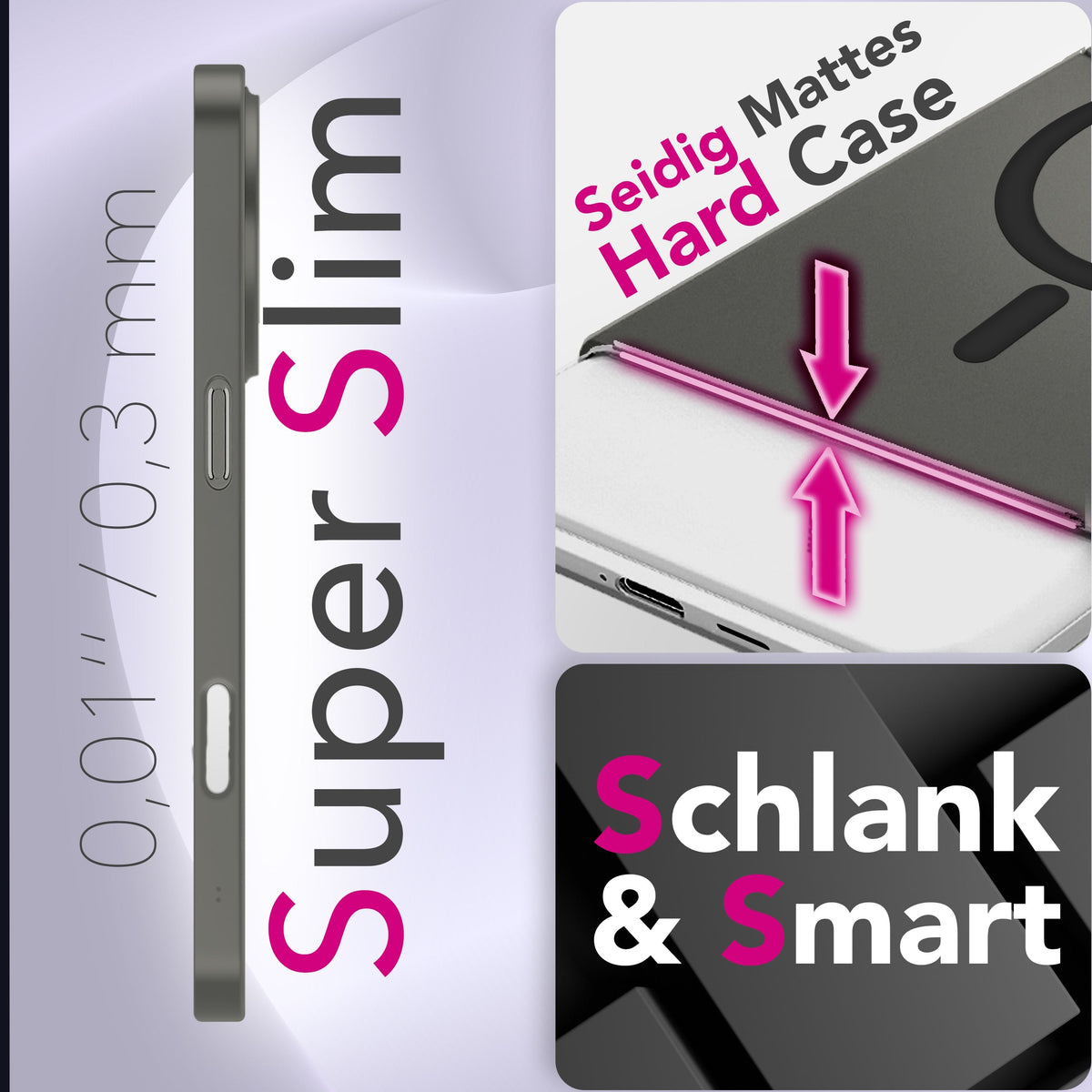 NALIA Ultra-Slim Hardcase für iPhone 17 – MagSafe kompatibel & 0.3mm Dünn – THINIX (Matte Semi-Transparente Hülle) – Marke aus Berlin