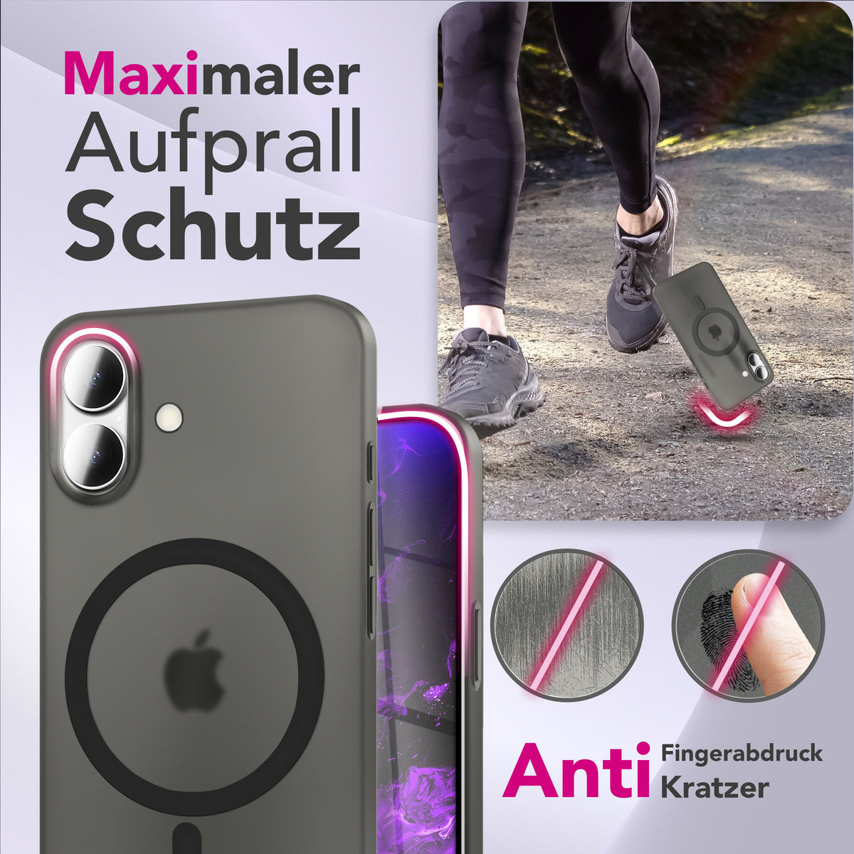 NALIA Ultra-Slim Hardcase für iPhone 17 – MagSafe kompatibel & 0.3mm Dünn – THINIX (Matte Semi-Transparente Hülle) – Marke aus Berlin