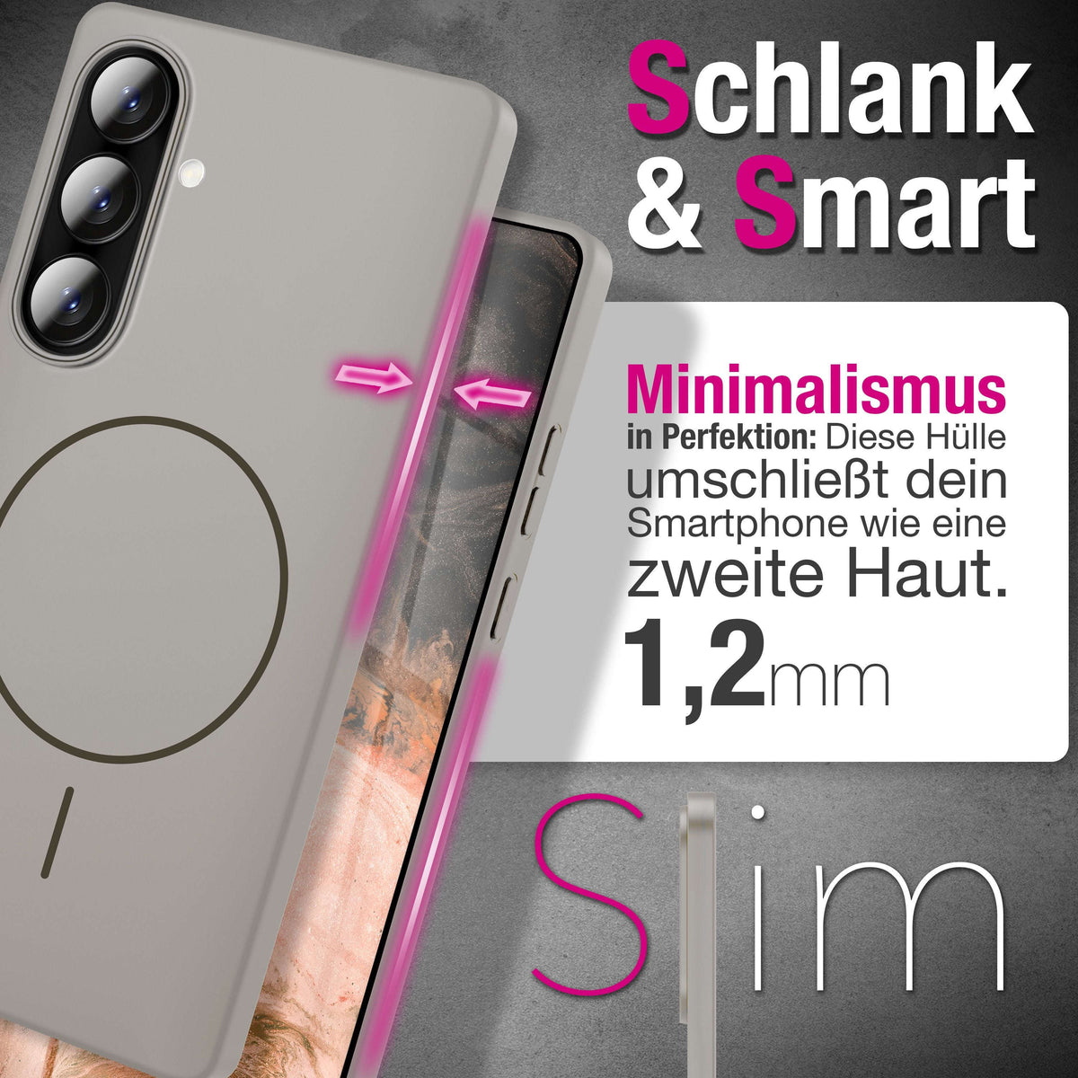 NALIA Ultradünnes Magnet-Hardcase für Samsung Galaxy A57 – MagSafe kompatibel, Matt & Anti-Fingerabdruck – CLOUD (Vergilbungsfreie Handyhülle) – Marke aus Berlin