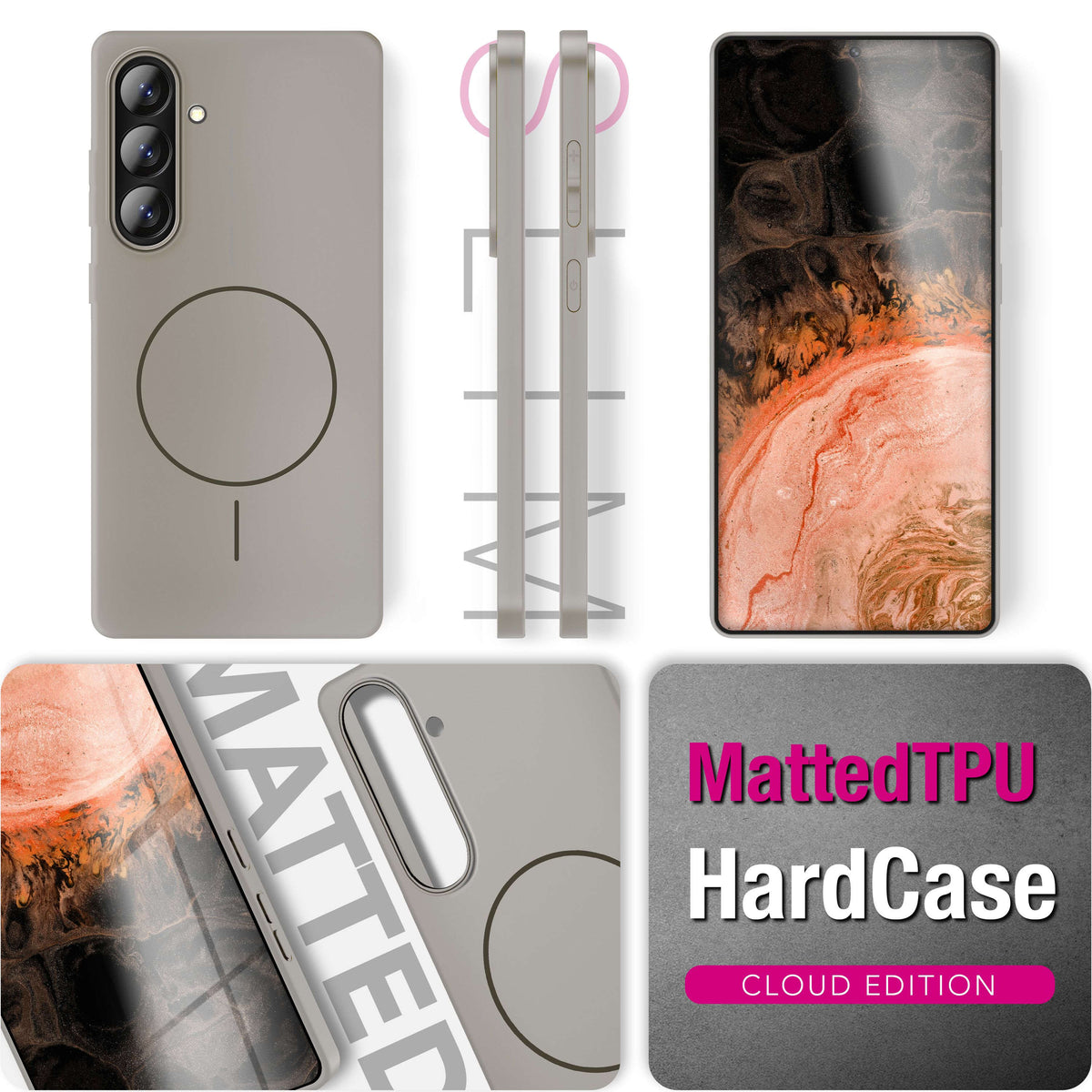 NALIA Ultradünnes Magnet-Hardcase für Samsung Galaxy A57 – MagSafe kompatibel, Matt & Anti-Fingerabdruck – CLOUD (Vergilbungsfreie Handyhülle) – Marke aus Berlin