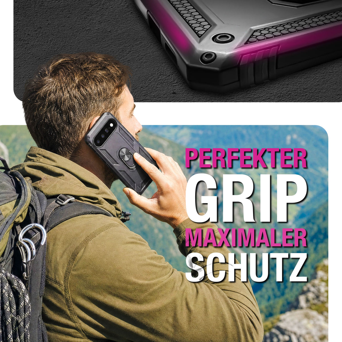 NALIA Panzerhülle für Google Pixel 11 Pro XL – Ring-Ständer 360° & Magnet-Halterung Kompatibel – RINGDEFEND (Stoßfestes Outdoor Case) – Marke aus Berlin