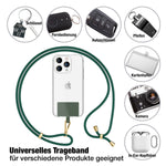NALIA Universal Handykette für alle Smartphones – Robuste Kordel & 2 Patches – HOLDME AIR (Klassisches Lanyard mit Goldenem Karabiner) – Marke aus Berlin