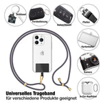 NALIA Universal Handykette für alle Smartphones – Robuste Kordel & 2 Patches – HOLDME AIR (Klassisches Lanyard mit Goldenem Karabiner) – Marke aus Berlin