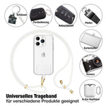 NALIA Universal Handykette für alle Smartphones – Robuste Kordel & 2 Patches – HOLDME AIR (Klassisches Lanyard mit Goldenem Karabiner) – Marke aus Berlin