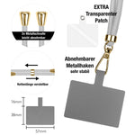 NALIA Universal Handykette für alle Smartphones – Robuste Kordel & 2 Patches – HOLDME AIR (Klassisches Lanyard mit Goldenem Karabiner) – Marke aus Berlin