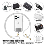 NALIA Universal Handykette für alle Smartphones – Robuste Kordel & 2 Patches – HOLDME AIR (Klassisches Lanyard mit Goldenem Karabiner) – Marke aus Berlin