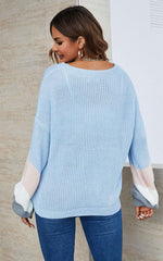 Grey & Peach Pink & White Striped Jumper In Blue Namma Markt