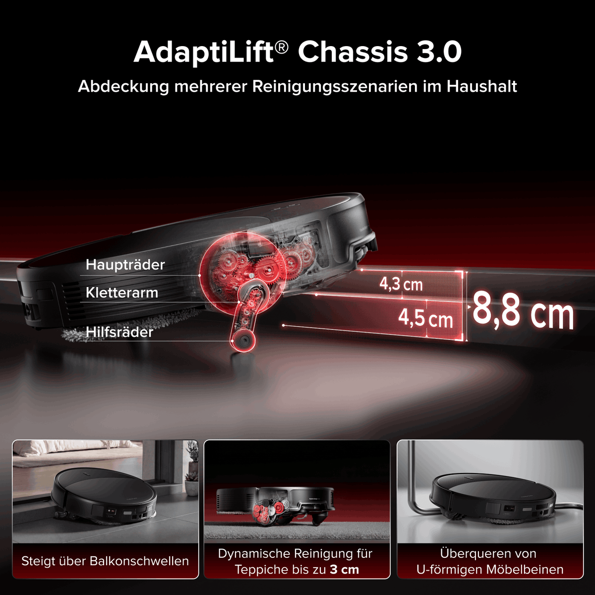 Roborock Saros 20 – AdaptiLift™ Chassis 3.0 für die reibungslose Überwindung von Schwellen, mit einer Saugkraft von 36.000 Pa Namma Markt