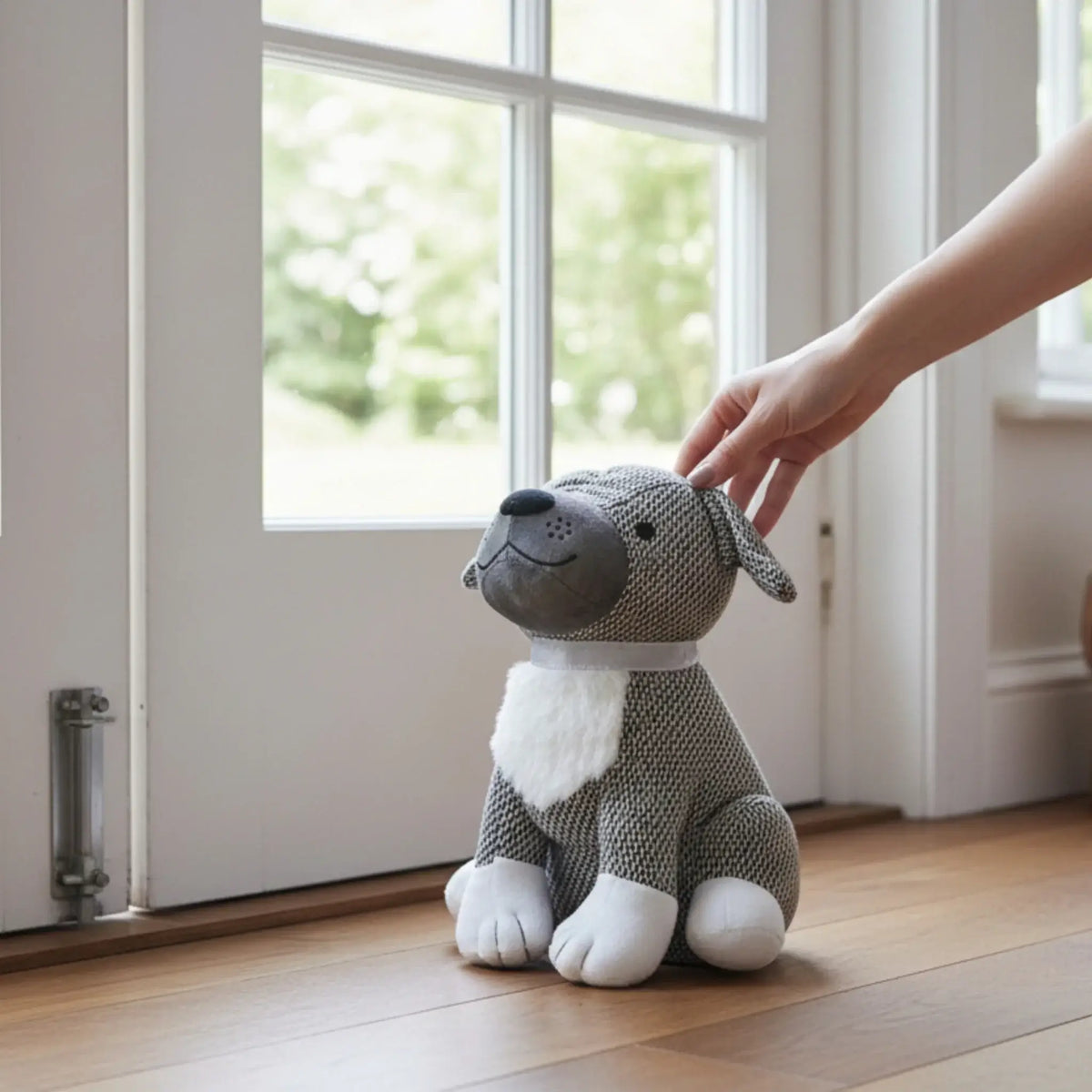 Dekorativer Türstopper für Zuhause und Büro Boden-Türstopper Stofftier karierter Hund