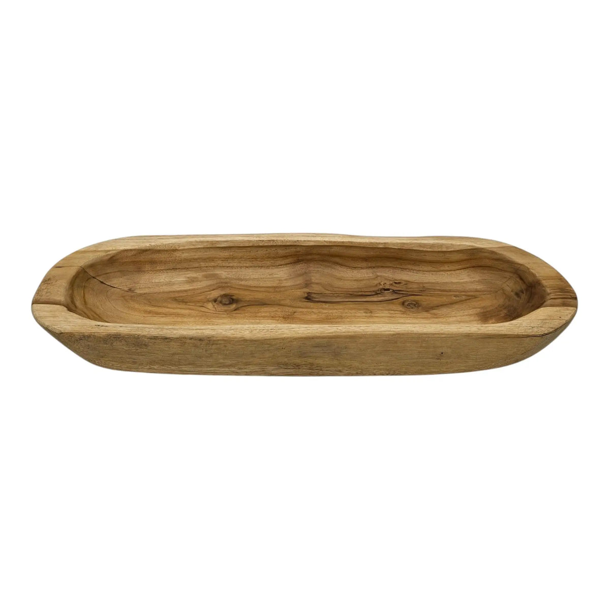 Dekoschale Naturschale Teak Holz lang 60 cm Schale braun massiv stabil Obstschale XL