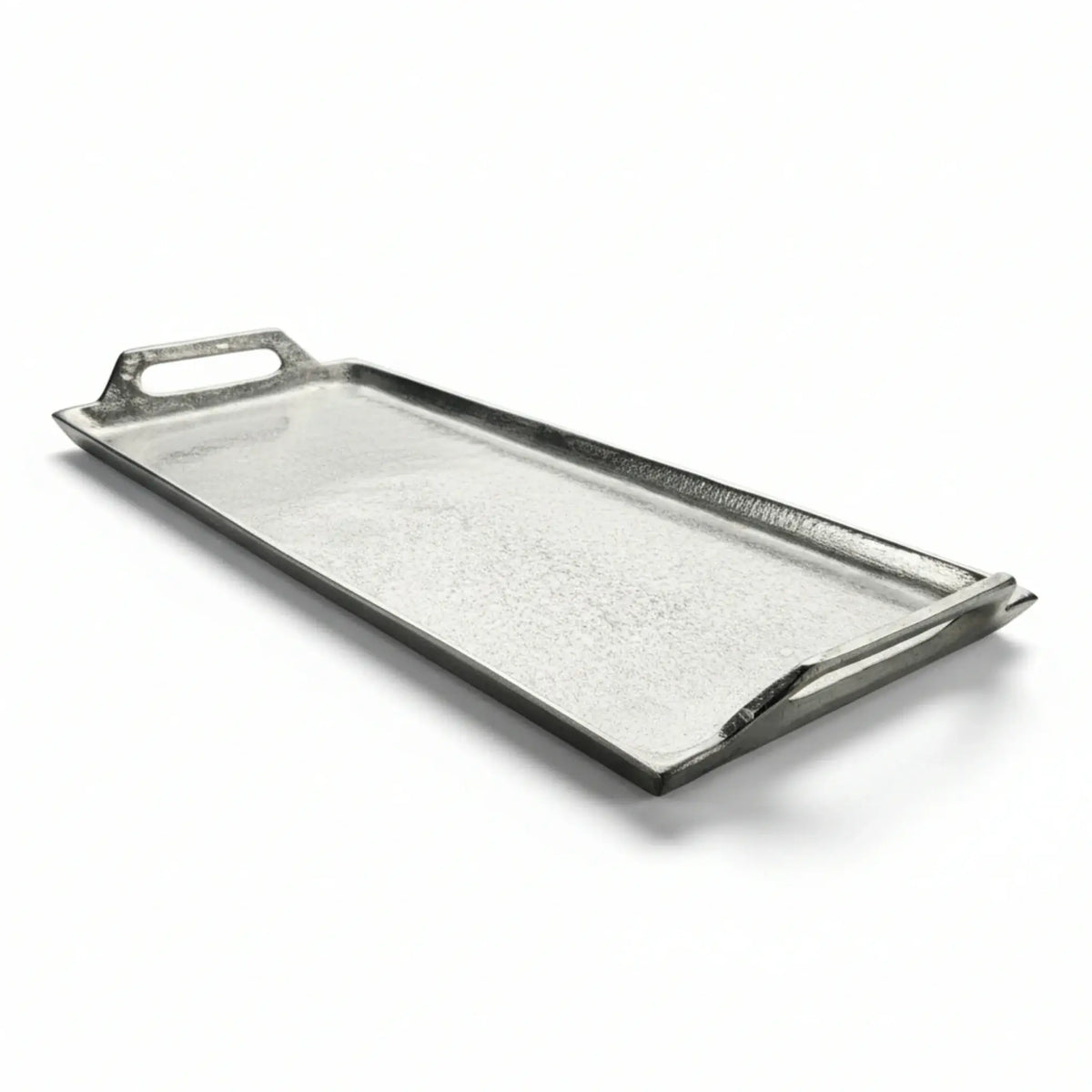 Dekotablett Dekoteller Dekoschale Kerzentablett Metall Tablett silber Griffe 47x20 cm