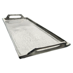 Dekotablett Dekoteller Dekoschale Kerzentablett Metall Tablett silber Griffe 47x20 cm