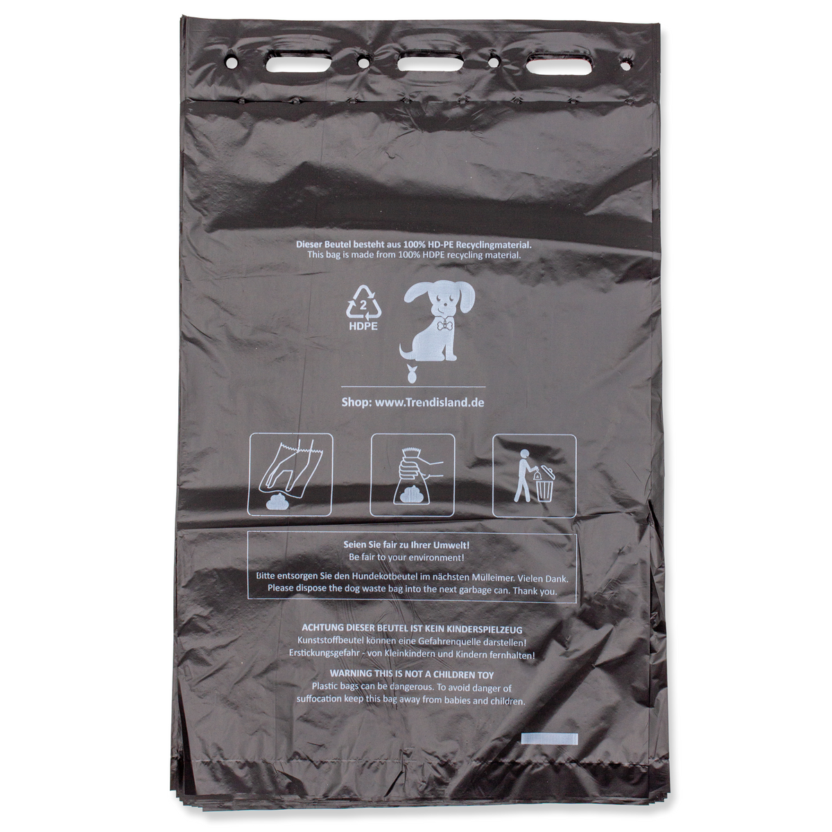 100 Stück schwarze Hundekotbeutel 21×31,5 cm – Reißfest & blickdicht