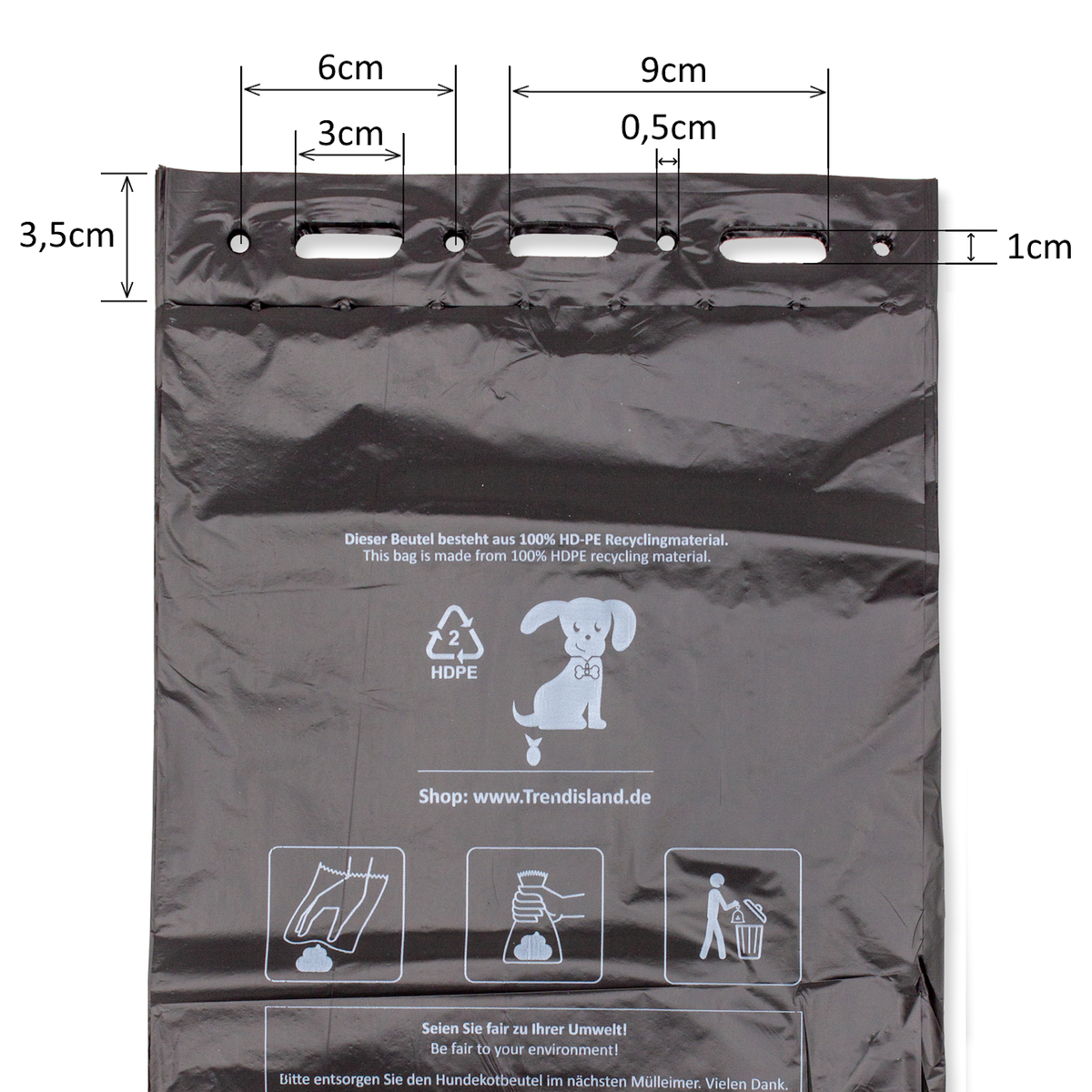 100 Stück schwarze Hundekotbeutel 21×31,5 cm – Reißfest & blickdicht