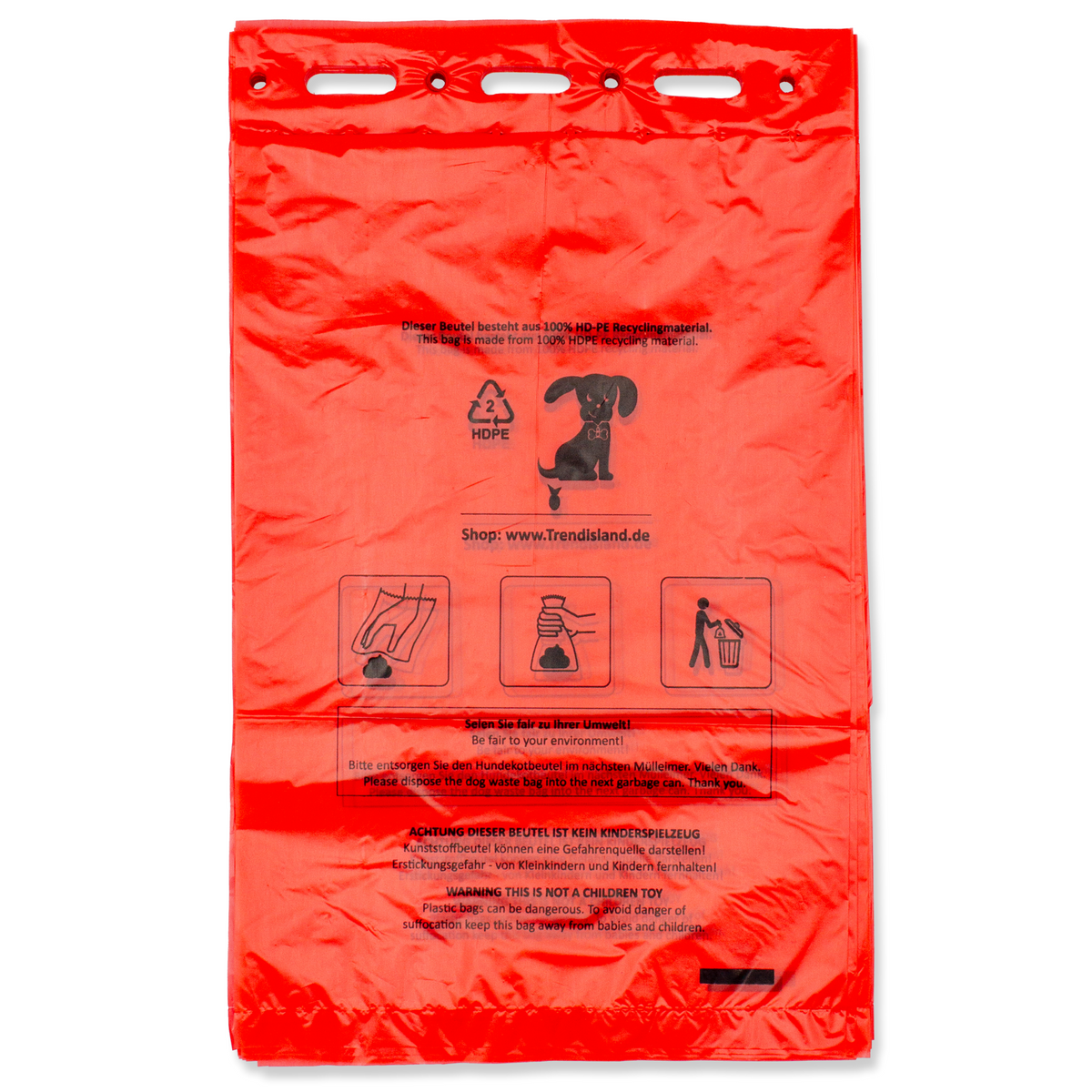 100 Stück rote Hundekotbeutel 21×31,5 cm – Reißfest & geruchsdicht