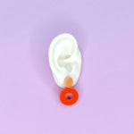 Double Circle Ohrstecker in Peach & Orange