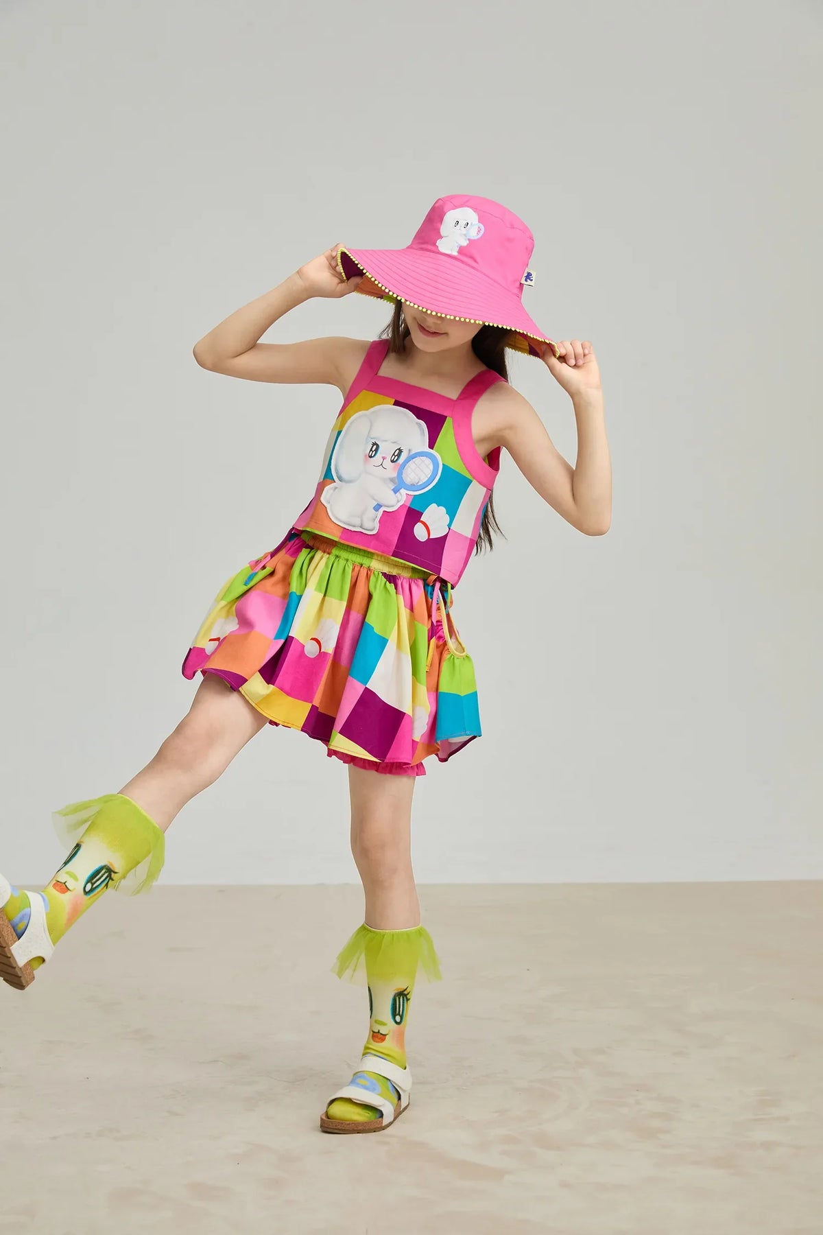 Rainbow Check Linen Tank Top