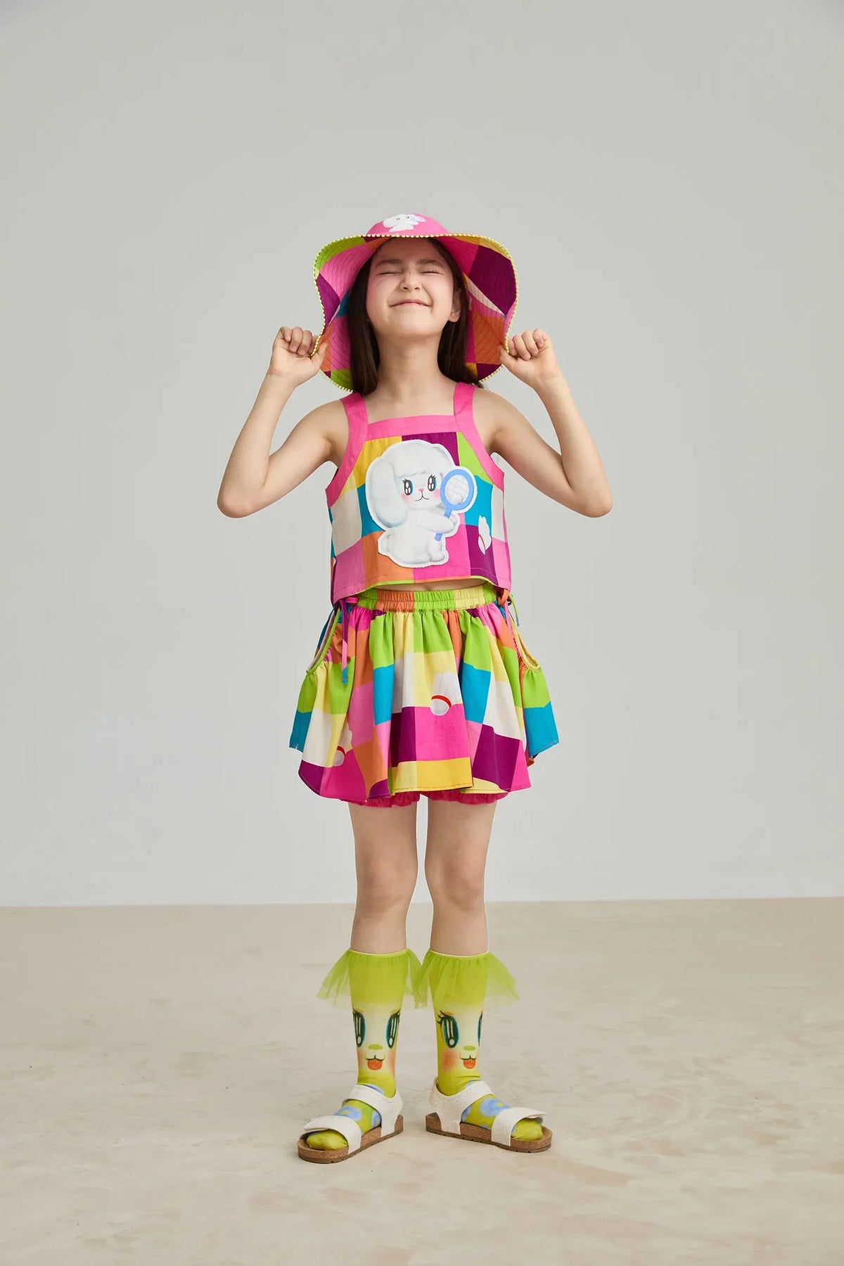 Rainbow Check Linen Tank Top