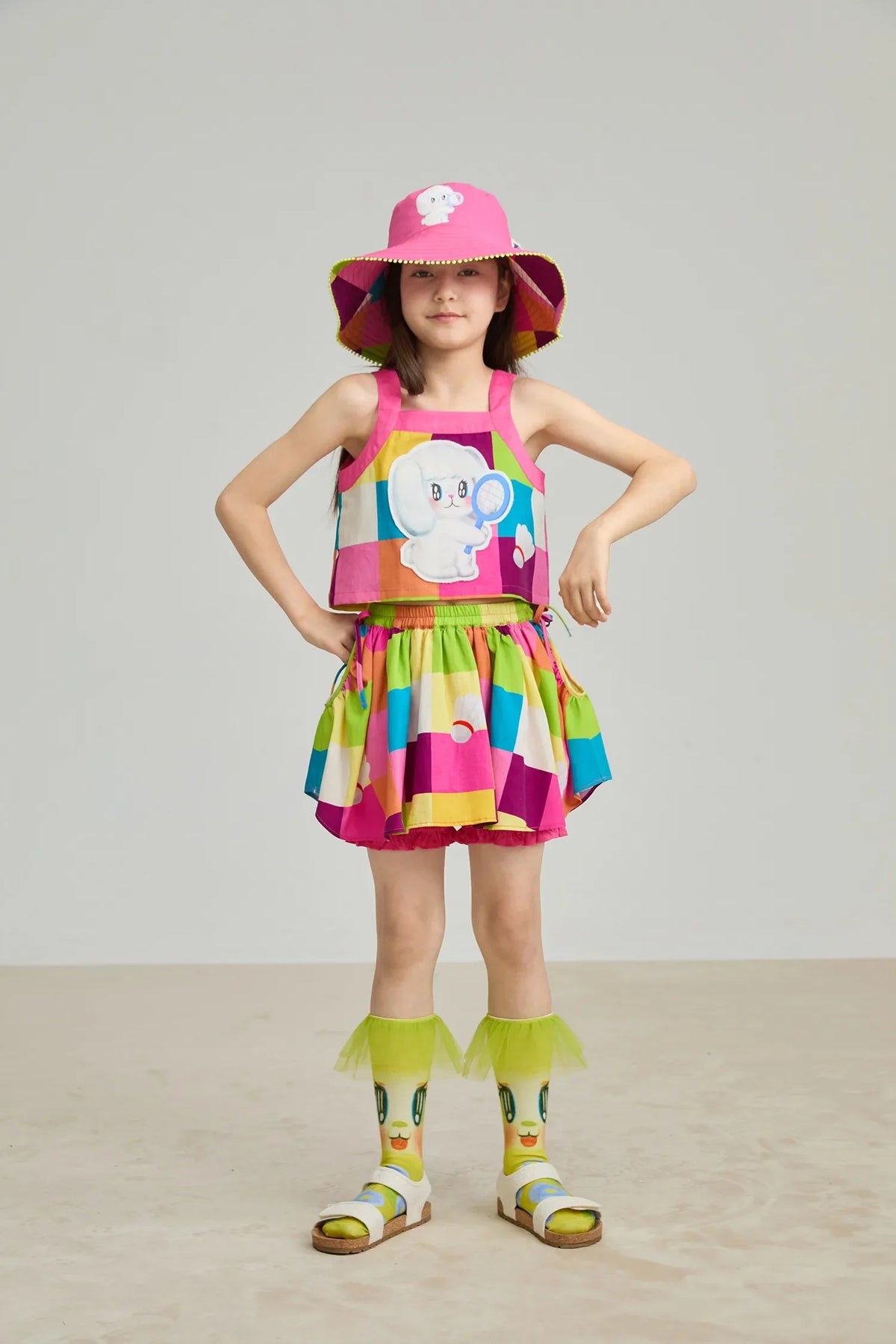 Rainbow Check Linen Tank Top