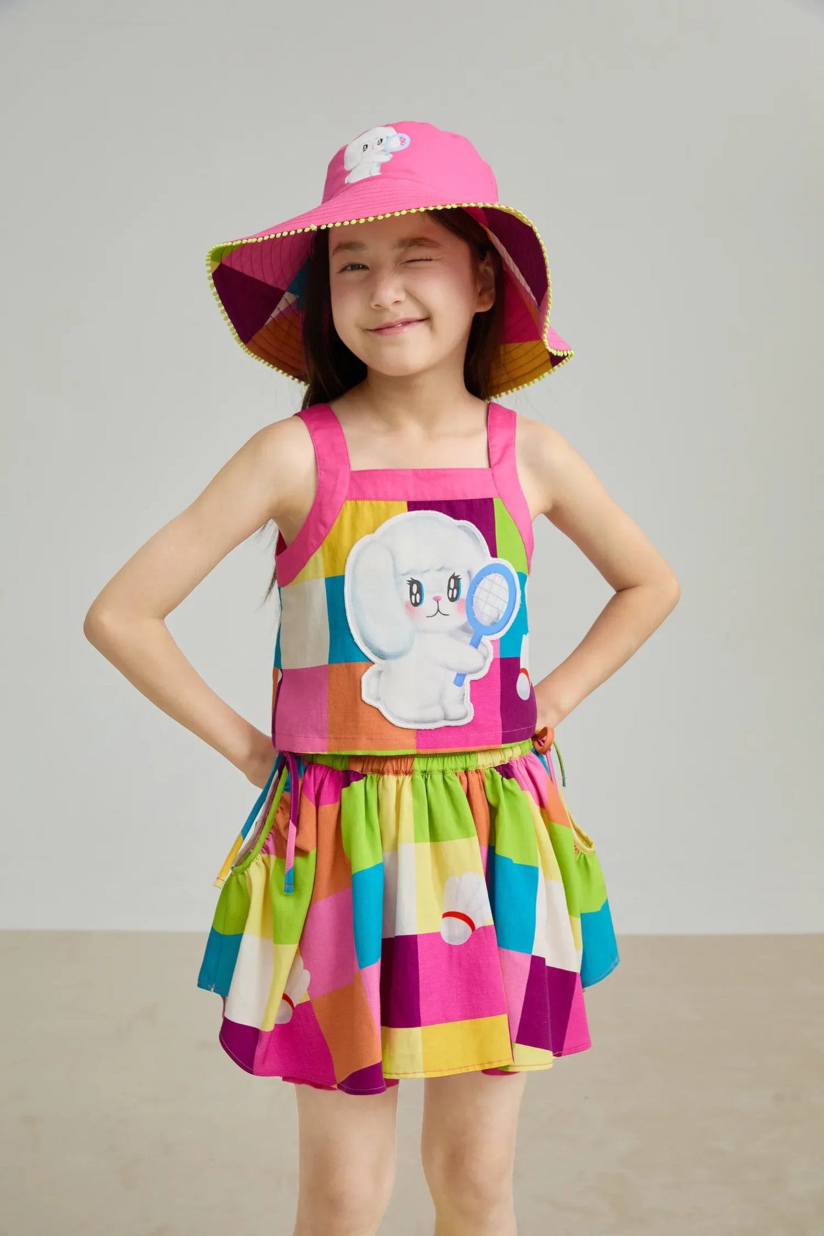 Rainbow Check Linen Tank Top