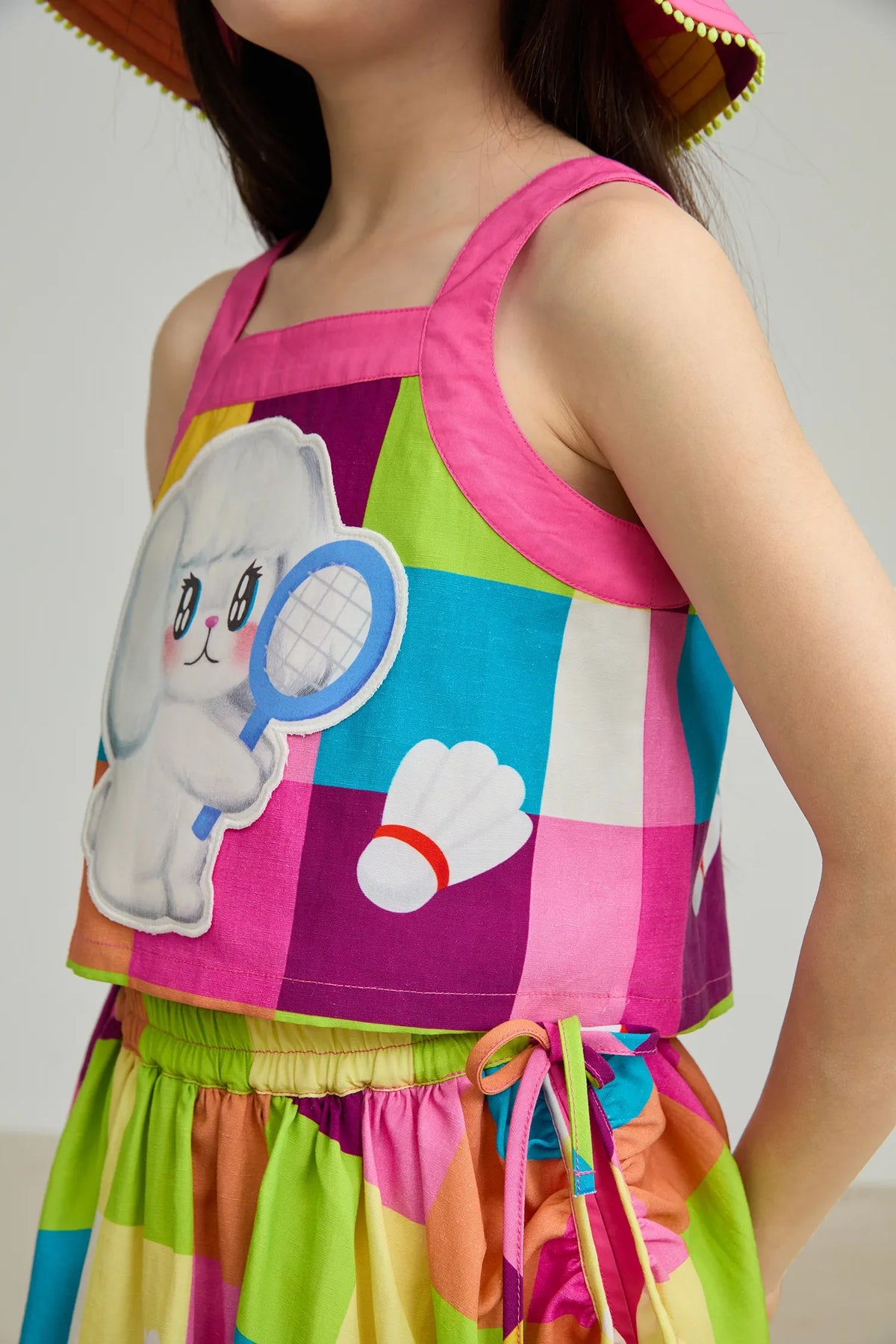 Rainbow Check Linen Tank Top