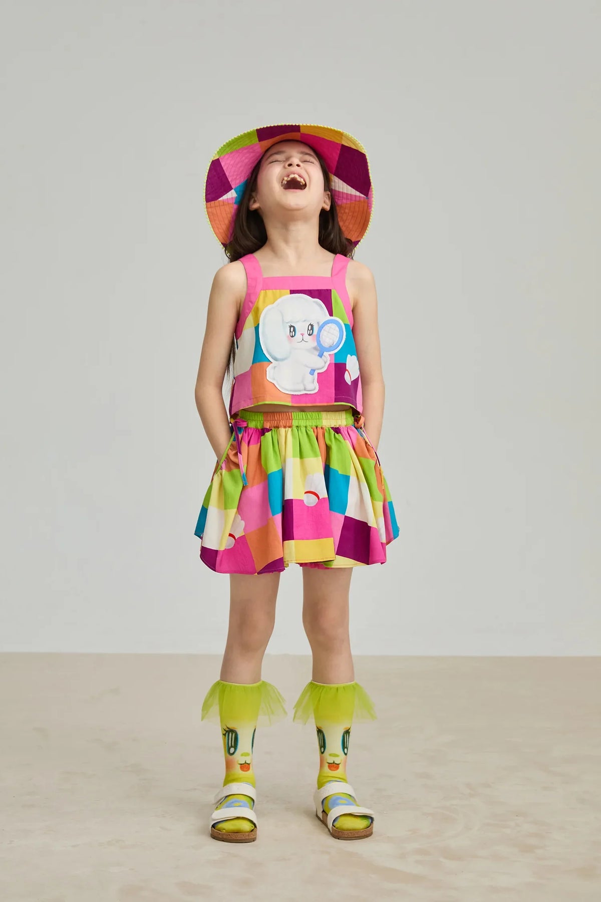 Rainbow Check Linen Tank Top