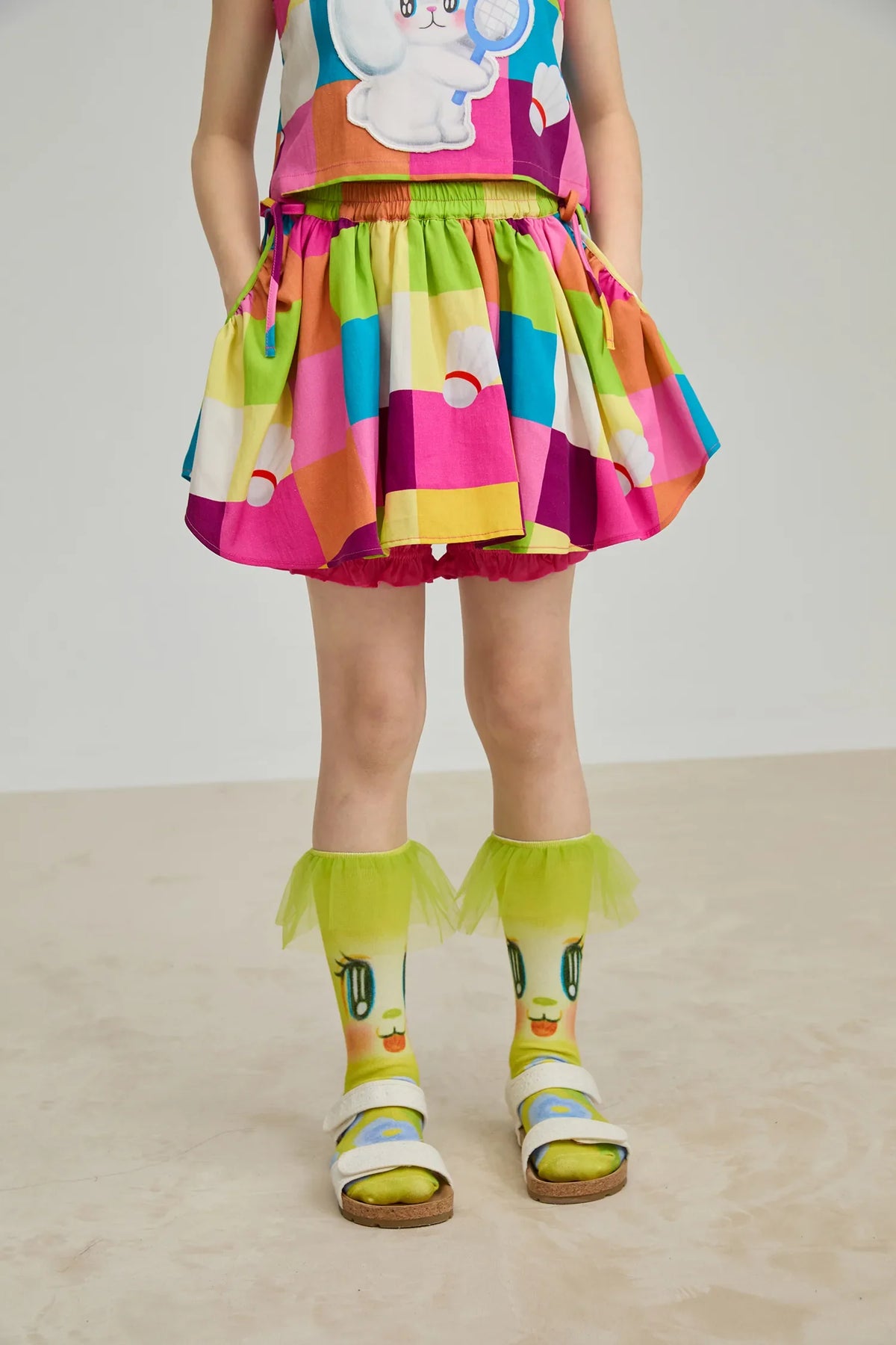 Rainbow Check Linen Tank Top