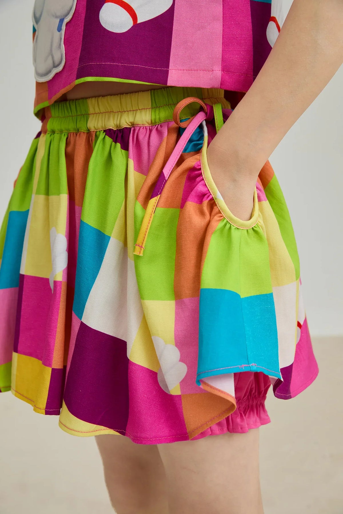 Rainbow Check Linen Tank Top